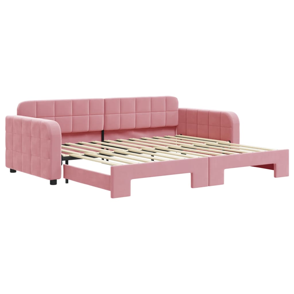 Divano Letto con Letto Estraibile Rosa 90x200 cm in Velluto - homemem39