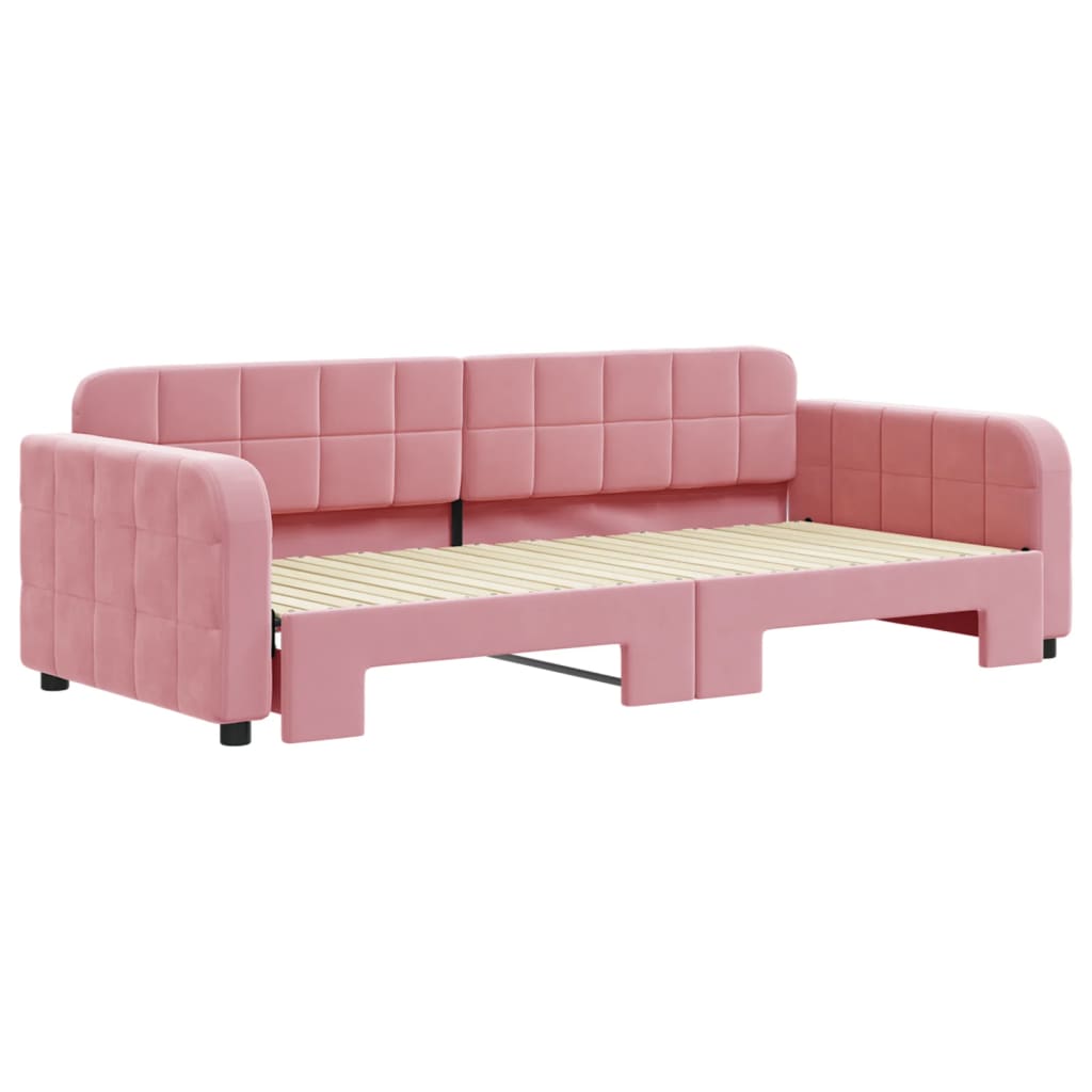 Divano Letto con Letto Estraibile Rosa 90x200 cm in Velluto - homemem39