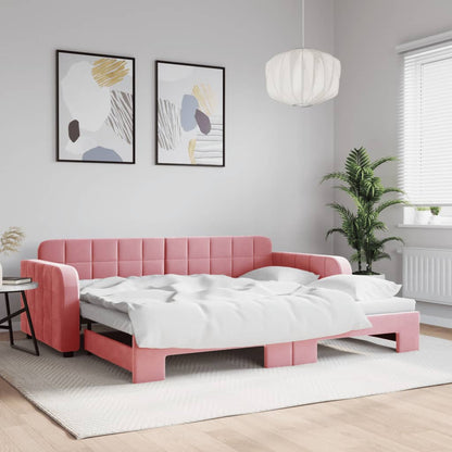 Divano Letto con Letto Estraibile Rosa 90x200 cm in Velluto - homemem39