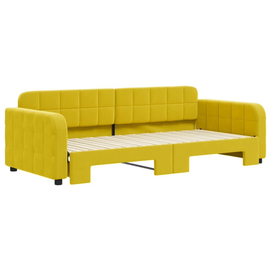 Divano Letto con Letto Estraibile Giallo 90x200 cm in Velluto - homemem39