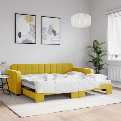 Divano Letto con Letto Estraibile Giallo 90x200 cm in Velluto - homemem39