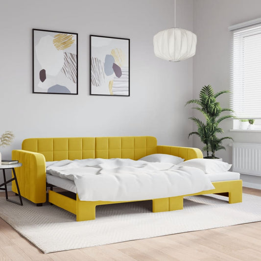 Divano Letto con Letto Estraibile Giallo 90x200 cm in Velluto - homemem39
