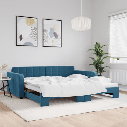 Divano Letto con Letto Estraibile Blu 100x200 cm in Velluto - homemem39