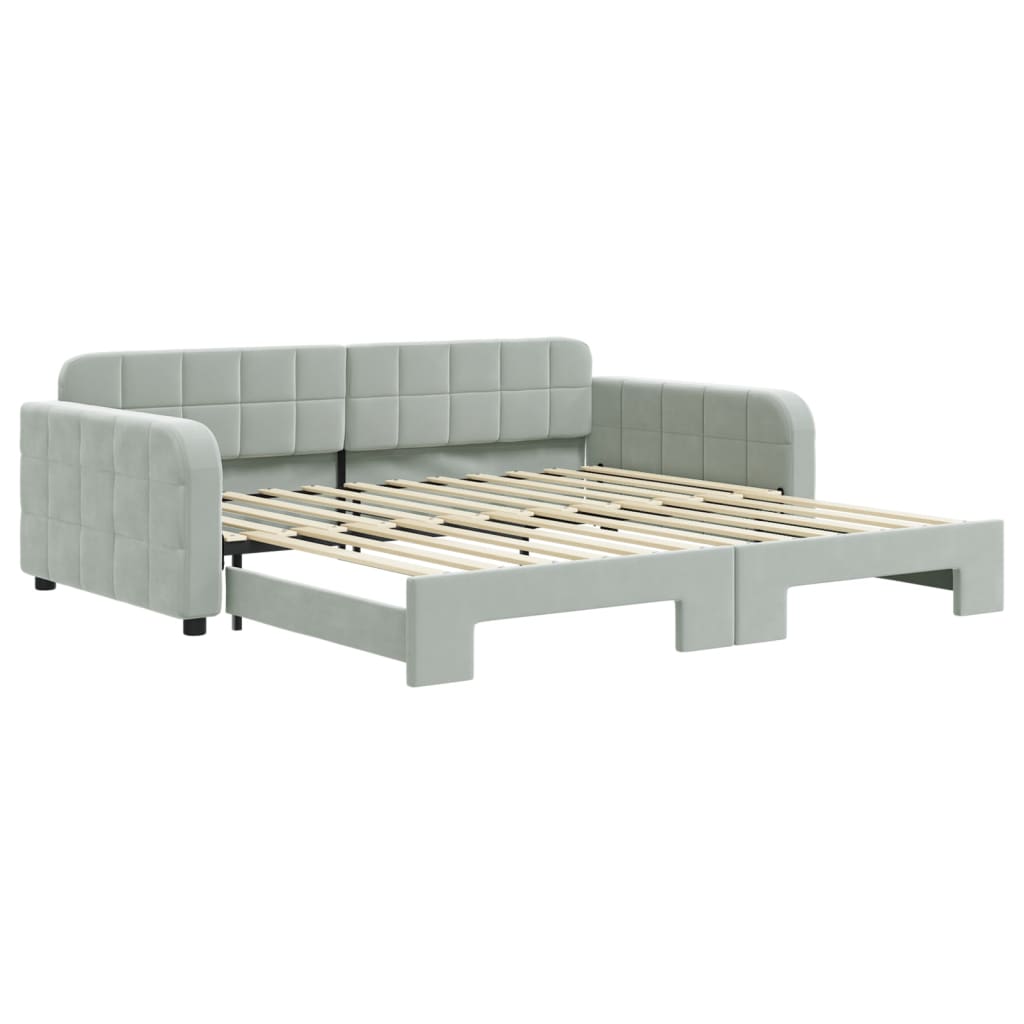 Divano Letto con Letto Estraibile Grigio Chiaro 100x200 Velluto - homemem39