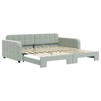 Divano Letto con Letto Estraibile Grigio Chiaro 100x200 Velluto - homemem39