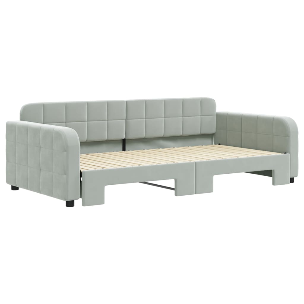 Divano Letto con Letto Estraibile Grigio Chiaro 100x200 Velluto - homemem39