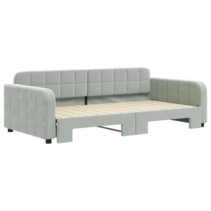 Divano Letto con Letto Estraibile Grigio Chiaro 100x200 Velluto - homemem39