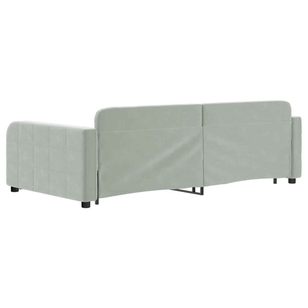 Divano Letto con Letto Estraibile Grigio Chiaro 100x200 Velluto - homemem39