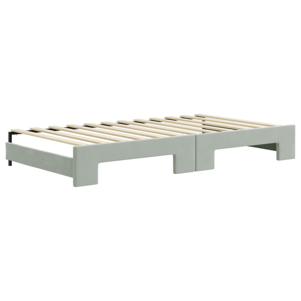 Divano Letto con Letto Estraibile Grigio Chiaro 100x200 Velluto - homemem39