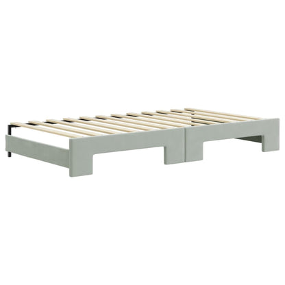 Divano Letto con Letto Estraibile Grigio Chiaro 100x200 Velluto - homemem39