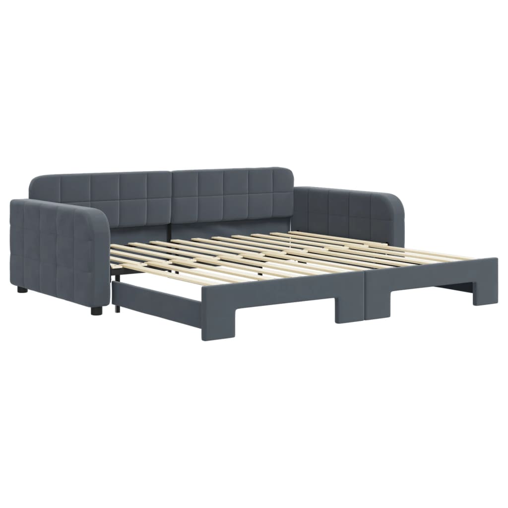 Divano Letto con Letto Estraibile Grigio Scuro 100x200 Velluto - homemem39