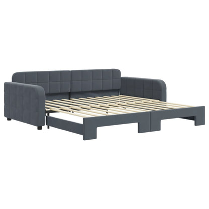 Divano Letto con Letto Estraibile Grigio Scuro 100x200 Velluto - homemem39