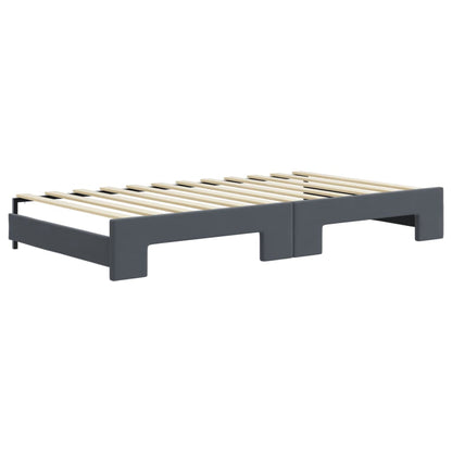 Divano Letto con Letto Estraibile Grigio Scuro 100x200 Velluto - homemem39