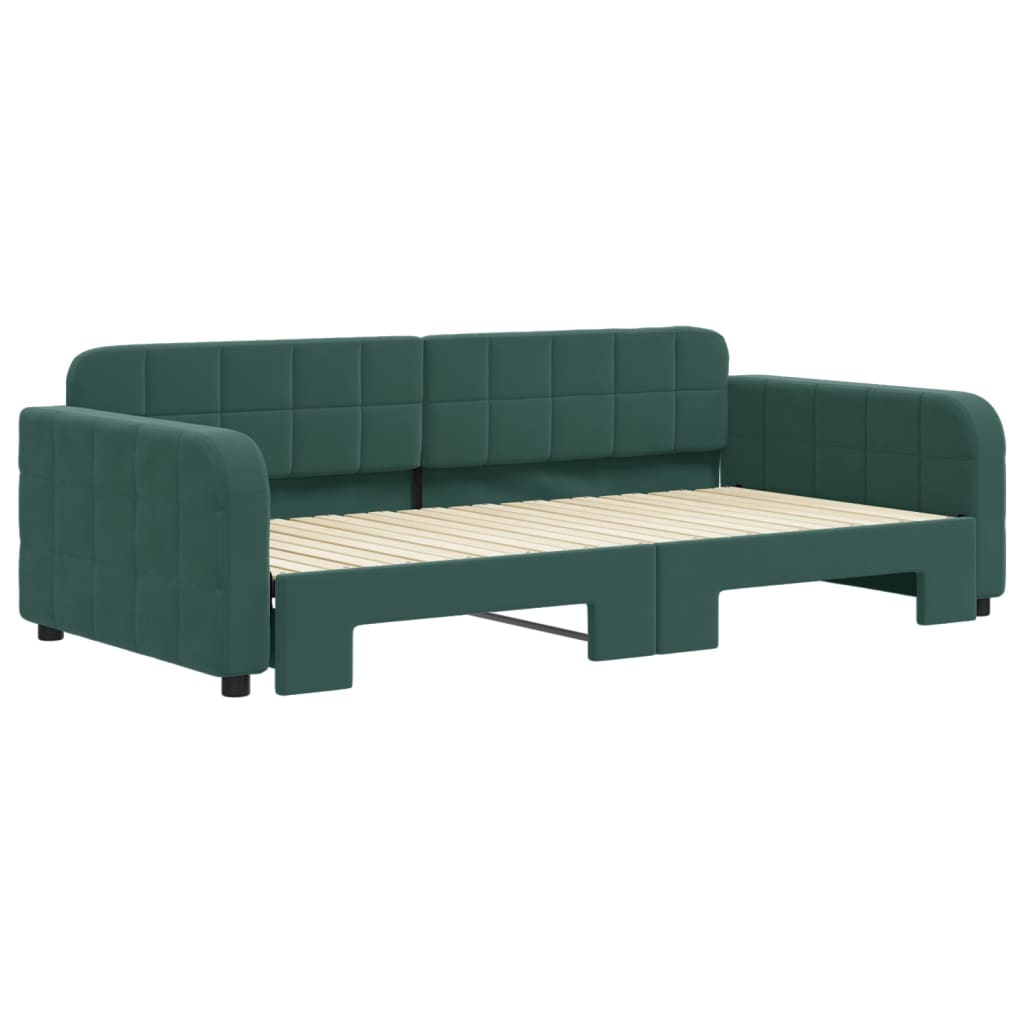 Divano Letto con Letto Estraibile Verde Scuro 100x200cm Velluto - homemem39