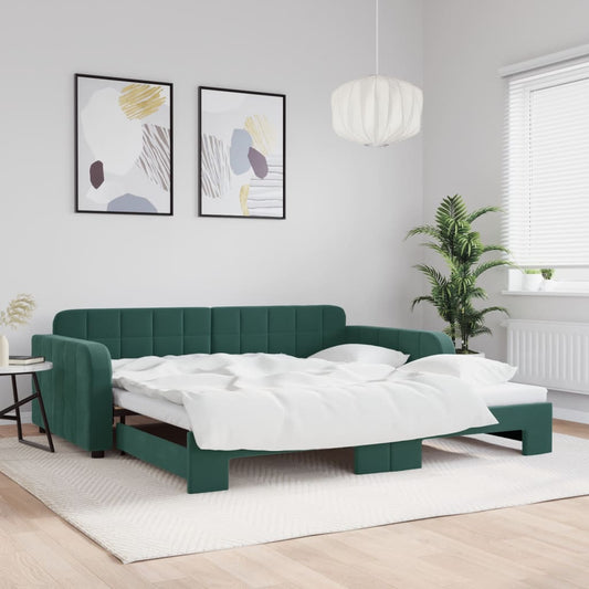 Divano Letto con Letto Estraibile Verde Scuro 100x200cm Velluto - homemem39
