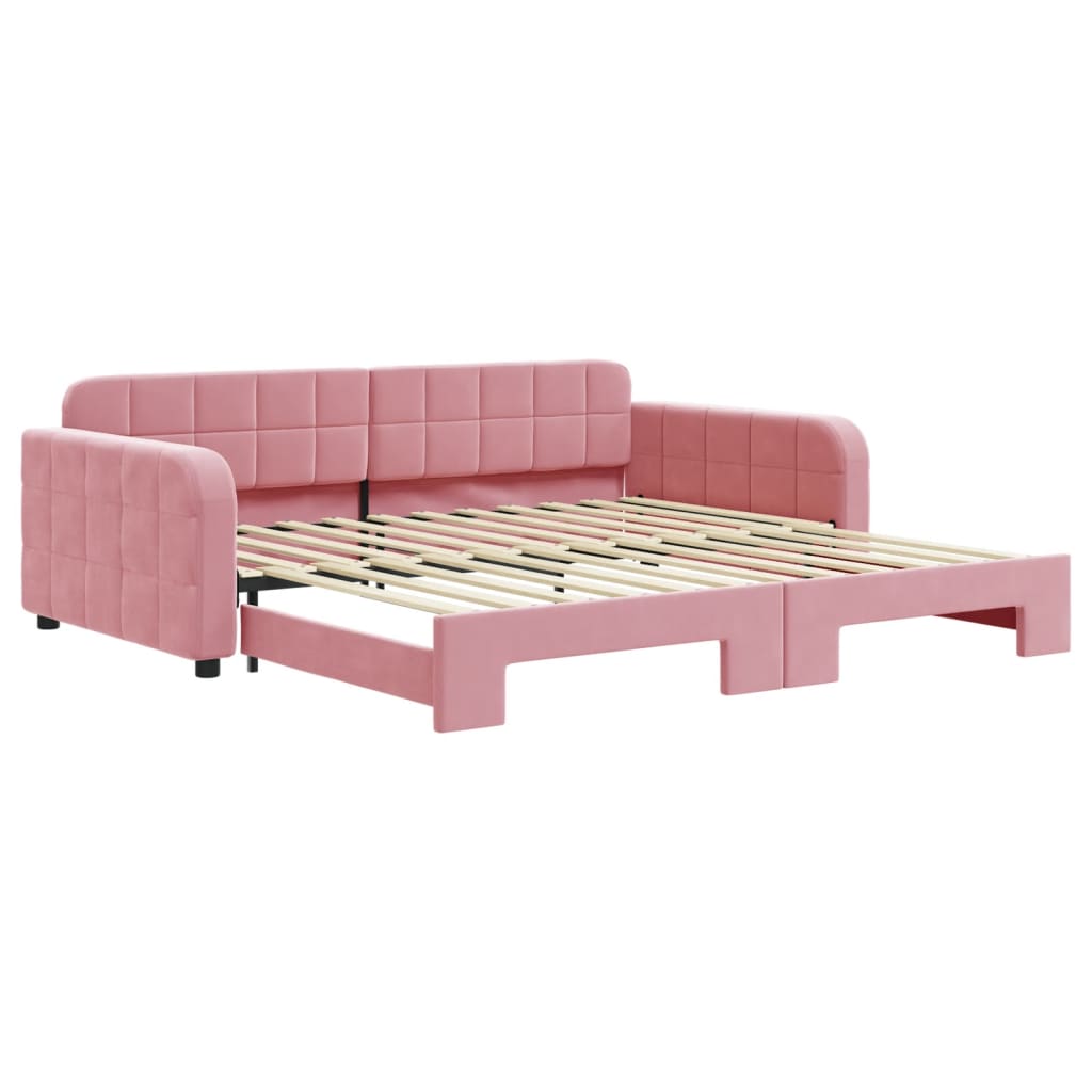 Divano Letto con Letto Estraibile Rosa 100x200 cm in Velluto - homemem39