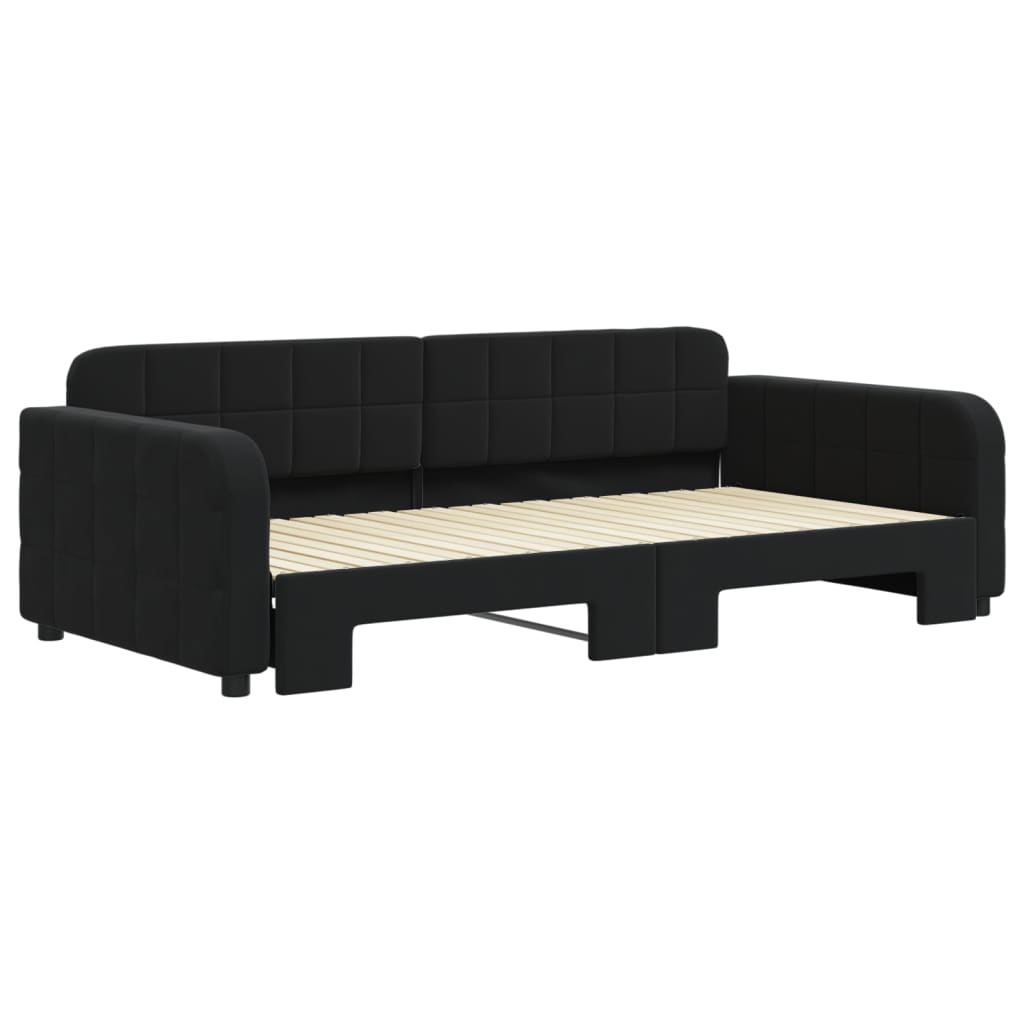 Divano Letto con Letto Estraibile Nero 100x200 cm in Velluto - homemem39