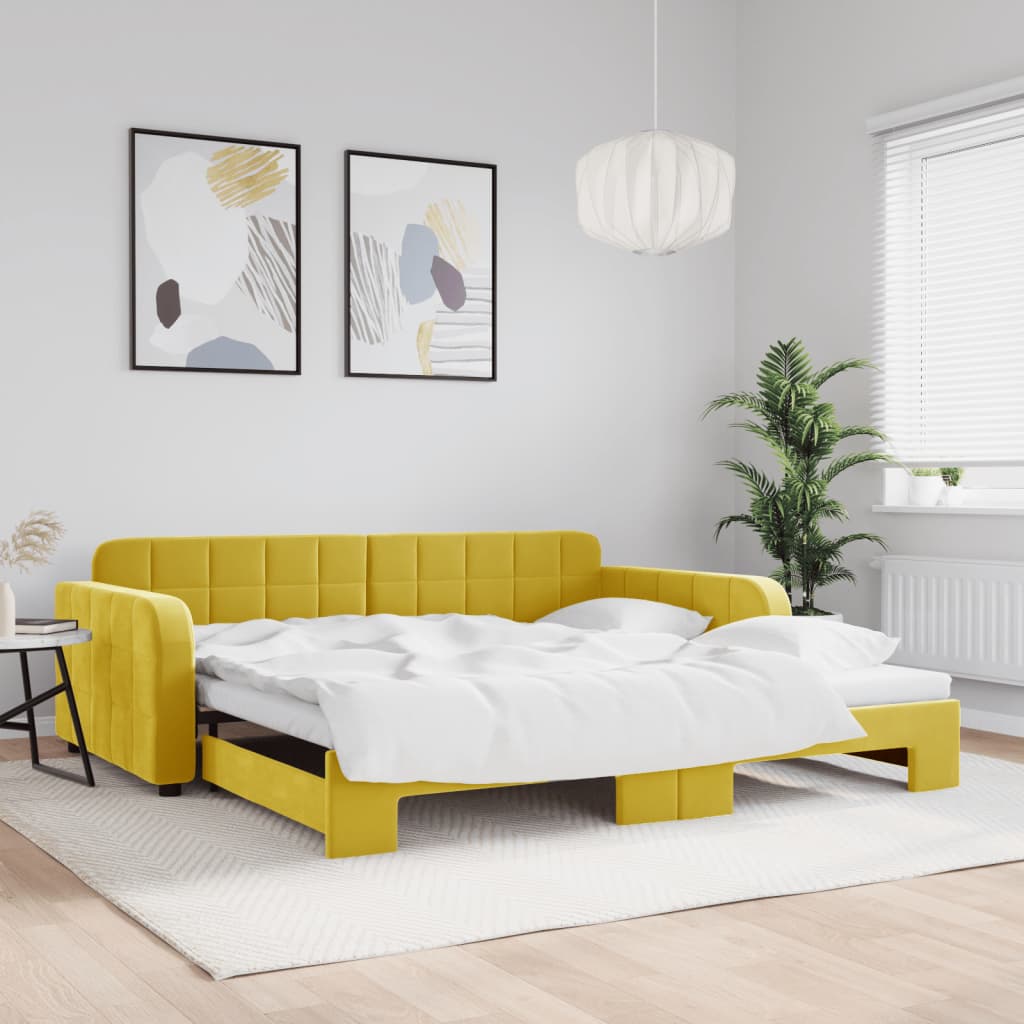 Divano Letto con Letto Estraibile Giallo 100x200 cm in Velluto - homemem39