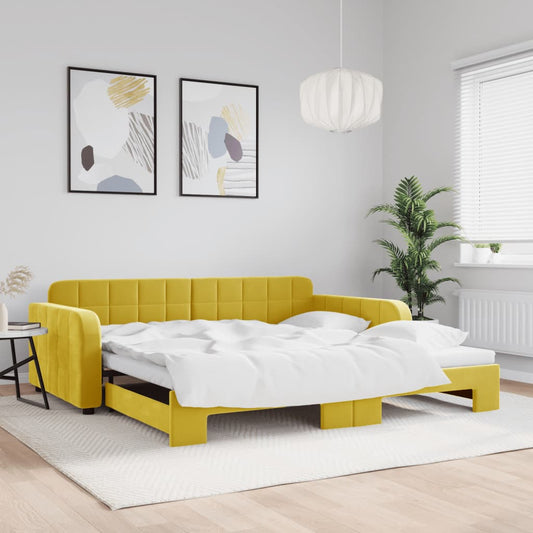 Divano Letto con Letto Estraibile Giallo 100x200 cm in Velluto - homemem39