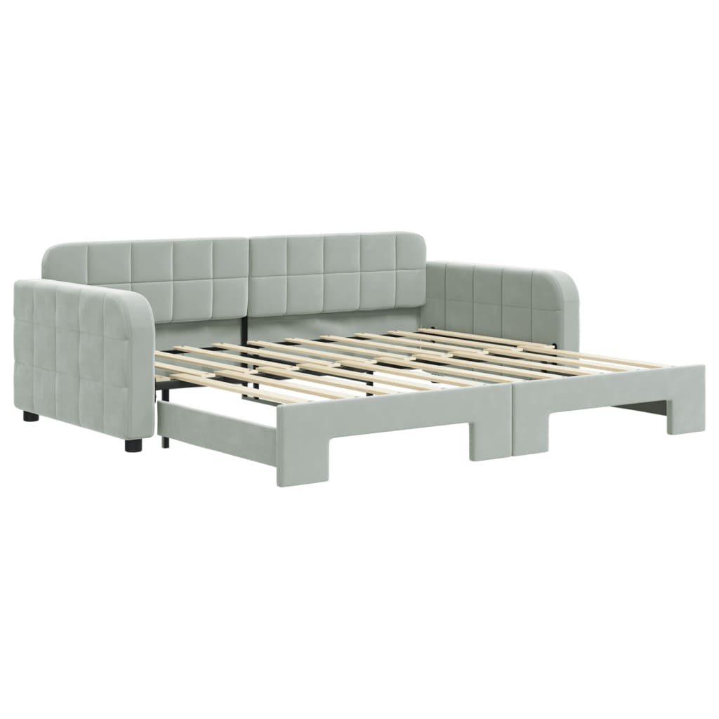 Divano Letto con Letto Estraibile Grigio Chiaro 90x190 Velluto - homemem39