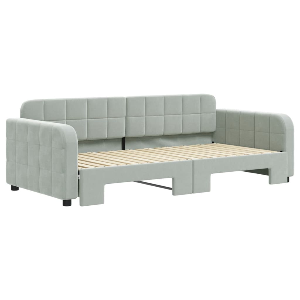 Divano Letto con Letto Estraibile Grigio Chiaro 90x190 Velluto - homemem39