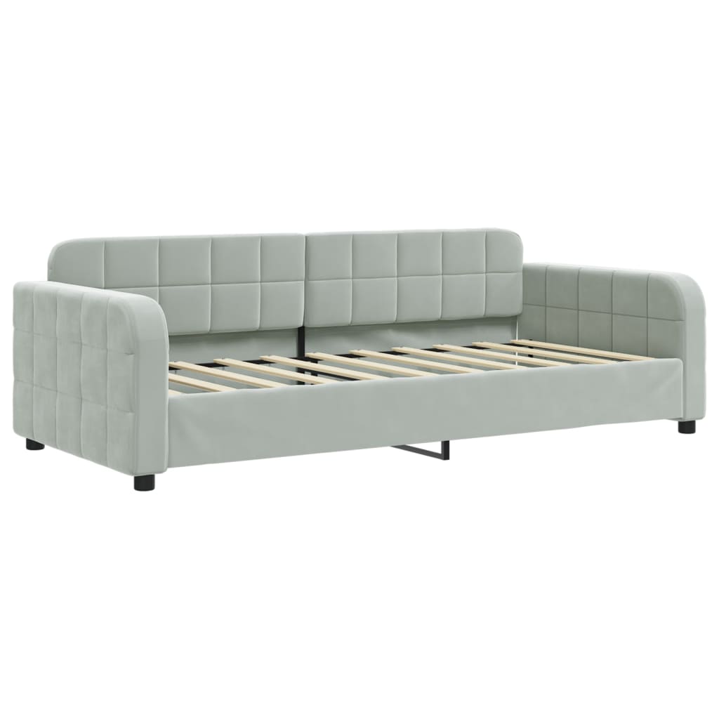 Divano Letto con Letto Estraibile Grigio Chiaro 90x190 Velluto - homemem39