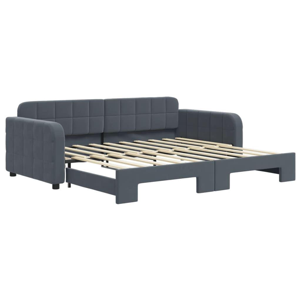 Divano Letto con Letto Estraibile Grigio Scuro 90x190cm Velluto - homemem39