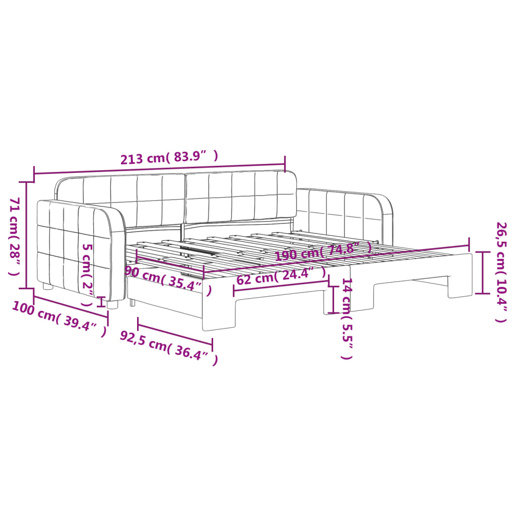 Divano Letto con Letto Estraibile Grigio Scuro 90x190cm Velluto - homemem39
