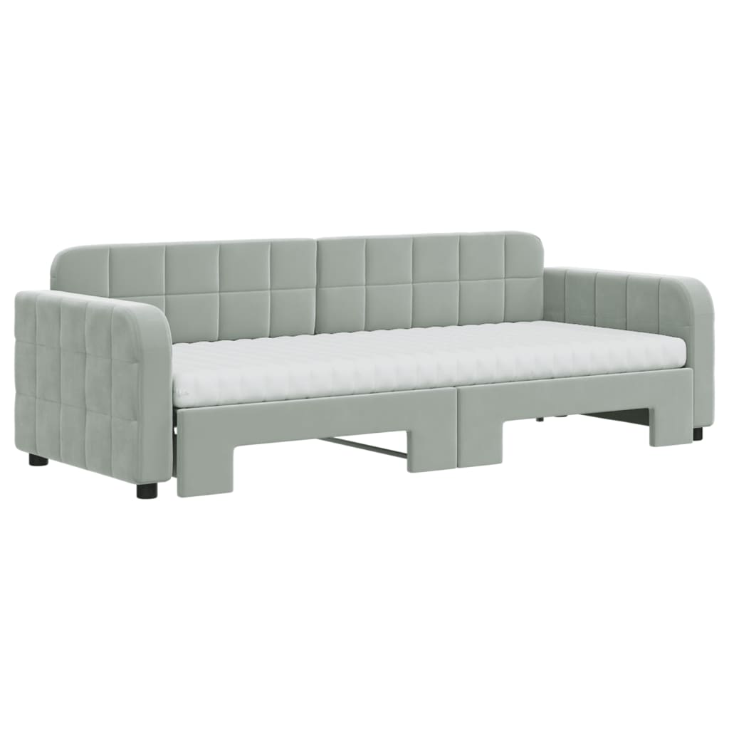 Divano Letto Estraibile Materassi Grigio Chiaro 80x200 Velluto - homemem39
