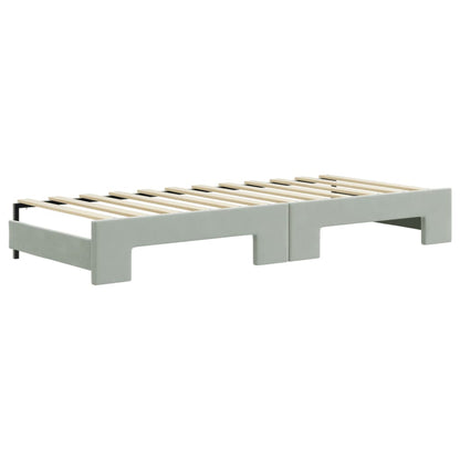 Divano Letto Estraibile Materassi Grigio Chiaro 80x200 Velluto - homemem39