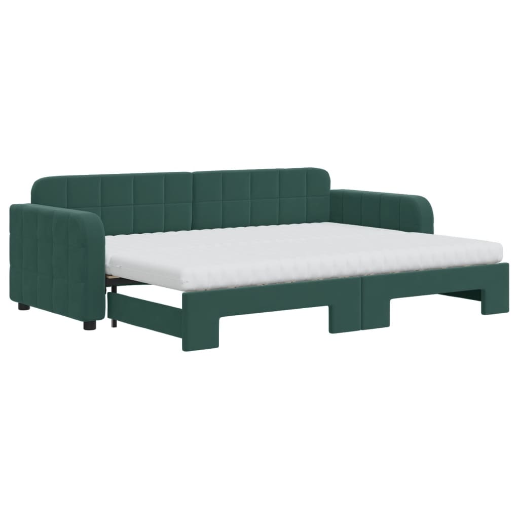 Divano Letto Estraibile Materassi Verde Scuro 80x200 Velluto