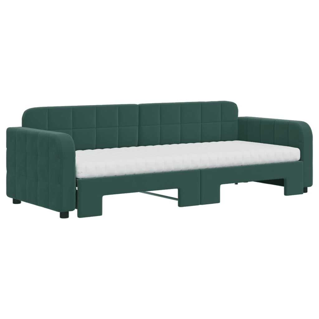 Divano Letto Estraibile Materassi Verde Scuro 80x200 Velluto