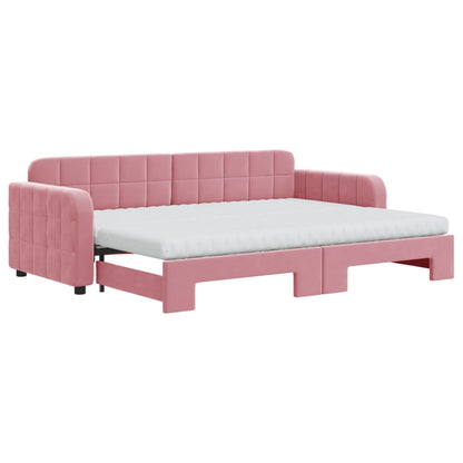 Divano Letto Estraibile con Materassi Rosa 80x200 cm Velluto - homemem39