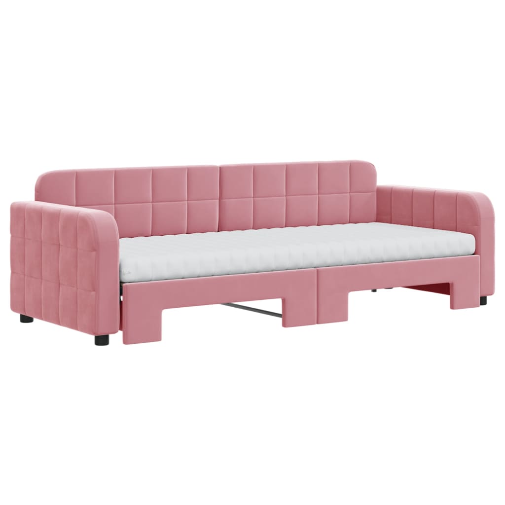 Divano Letto Estraibile con Materassi Rosa 80x200 cm Velluto - homemem39