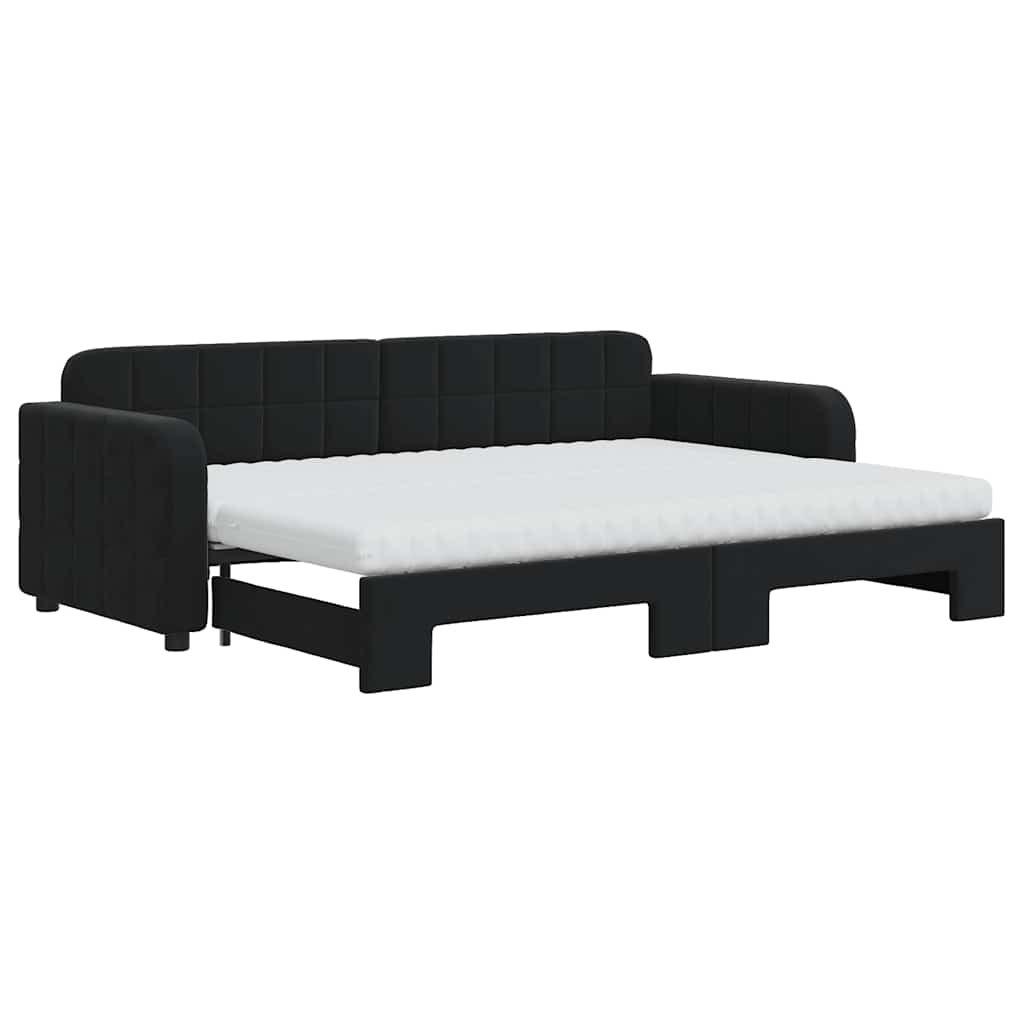 Divano Letto Estraibile con Materassi Nero 80x200 cm Velluto | homemem39