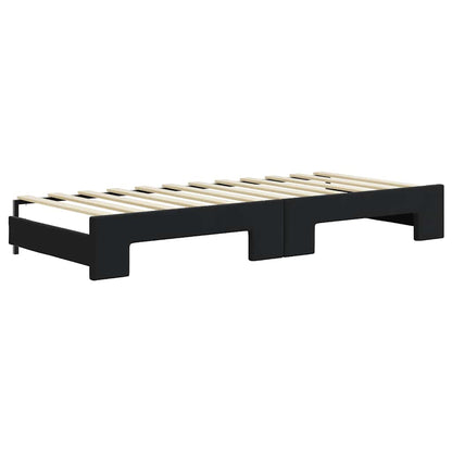 Divano Letto Estraibile con Materassi Nero 80x200 cm Velluto | homemem39