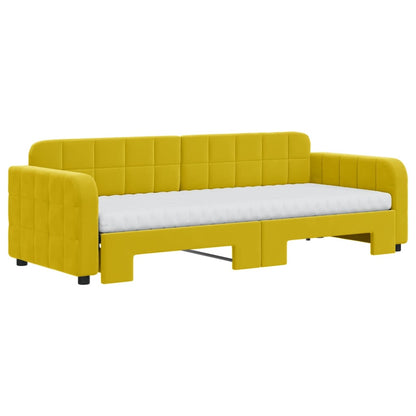 Divano Letto Estraibile con Materassi Giallo 80x200 cm Velluto