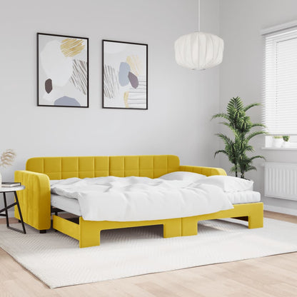 Divano Letto Estraibile con Materassi Giallo 80x200 cm Velluto