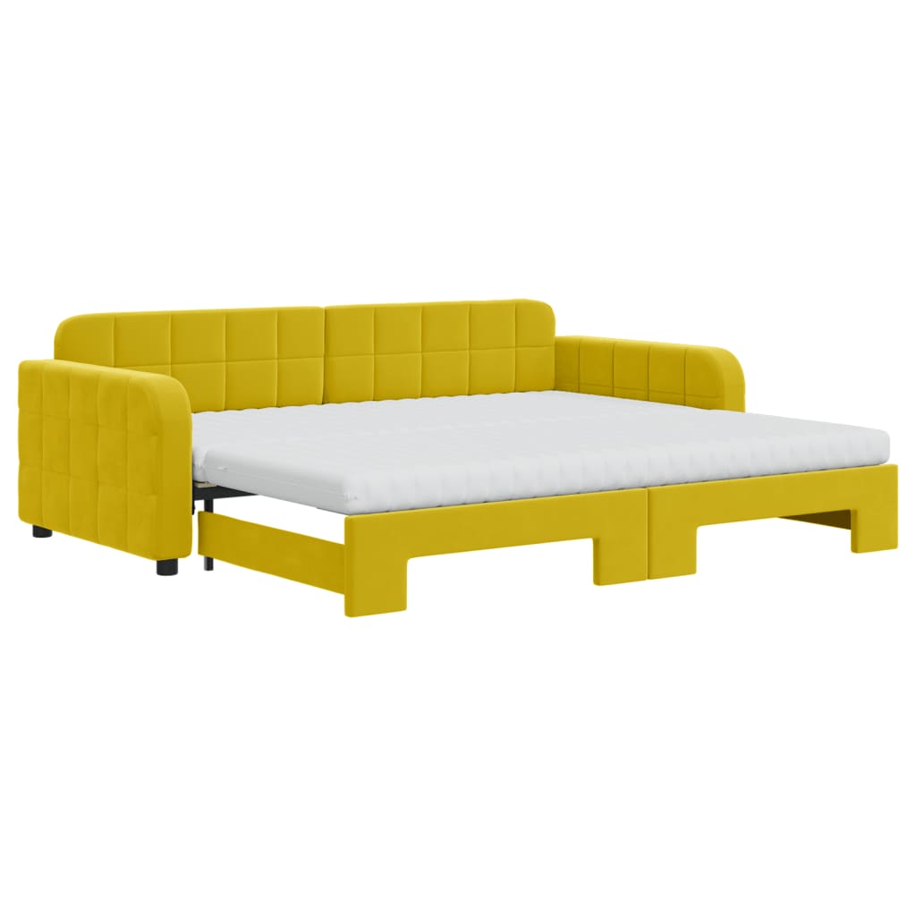Divano Letto Estraibile con Materassi Giallo 90x200 cm Velluto