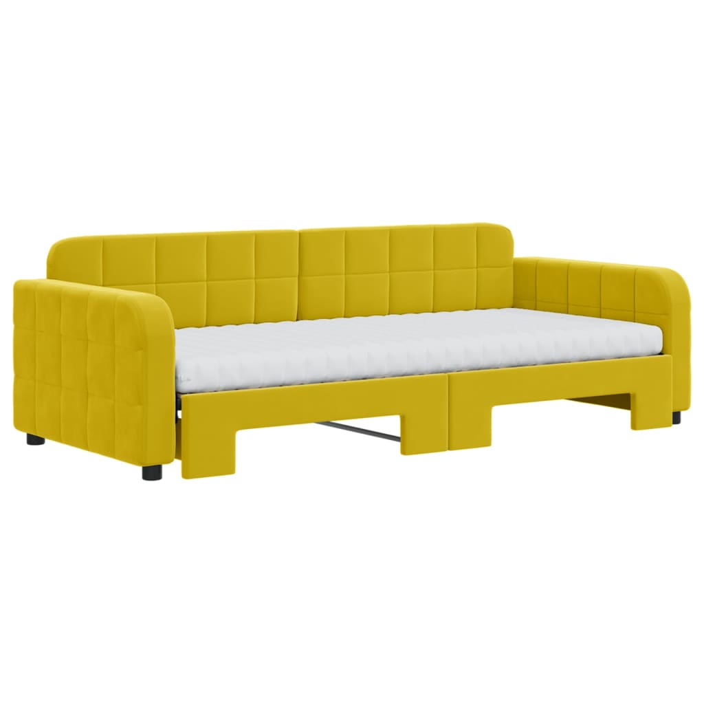 Divano Letto Estraibile con Materassi Giallo 90x200 cm Velluto