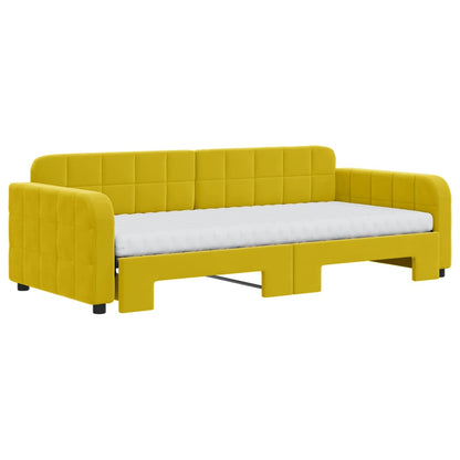 Divano Letto Estraibile con Materassi Giallo 90x200 cm Velluto