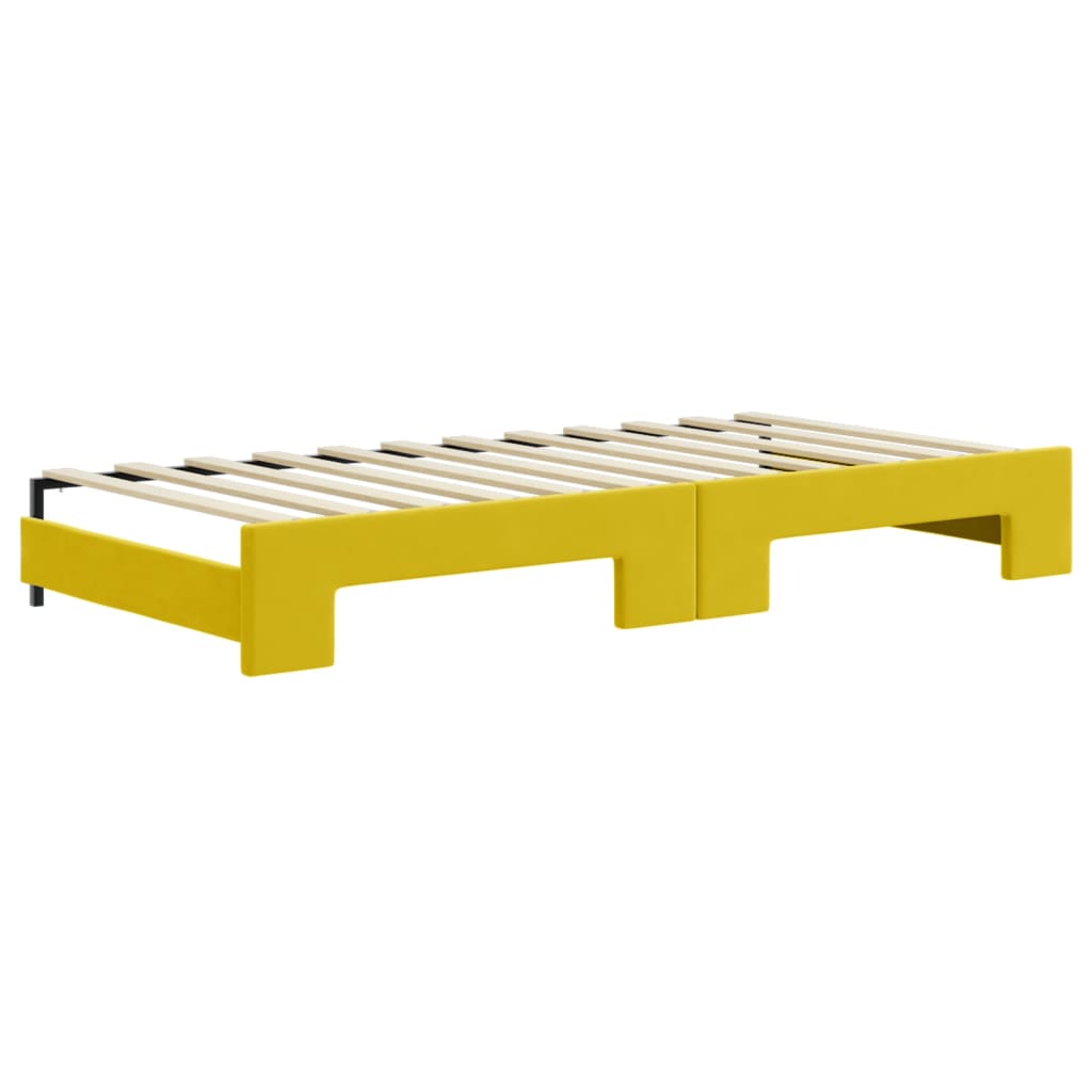 Divano Letto Estraibile con Materassi Giallo 90x200 cm Velluto
