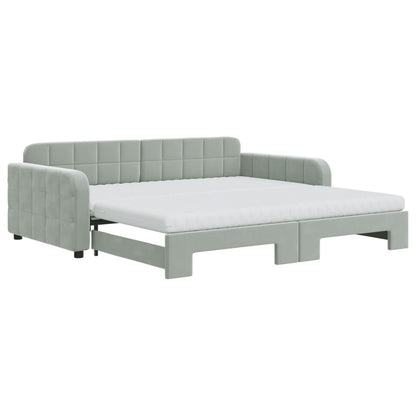 Divano Letto Estraibile Materassi Grigio Chiaro 100x200 Velluto - homemem39