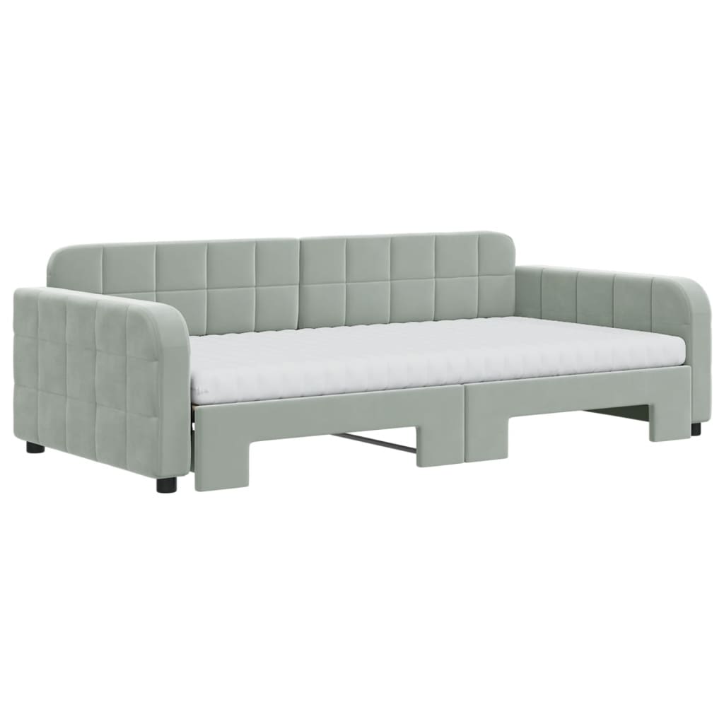 Divano Letto Estraibile Materassi Grigio Chiaro 100x200 Velluto - homemem39