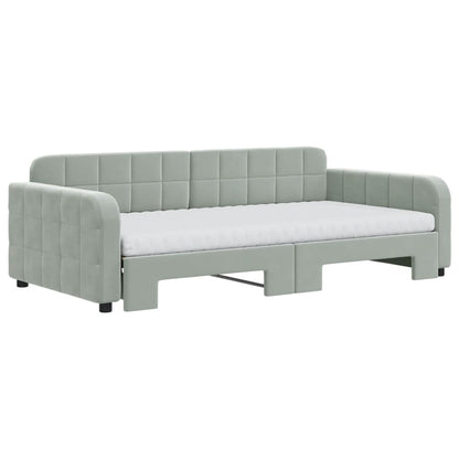 Divano Letto Estraibile Materassi Grigio Chiaro 100x200 Velluto - homemem39