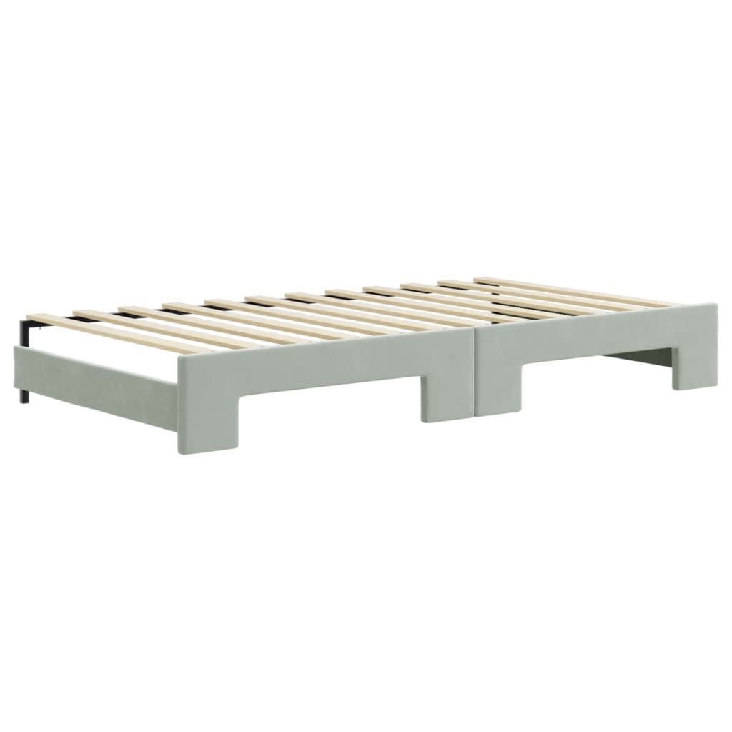 Divano Letto Estraibile Materassi Grigio Chiaro 100x200 Velluto - homemem39