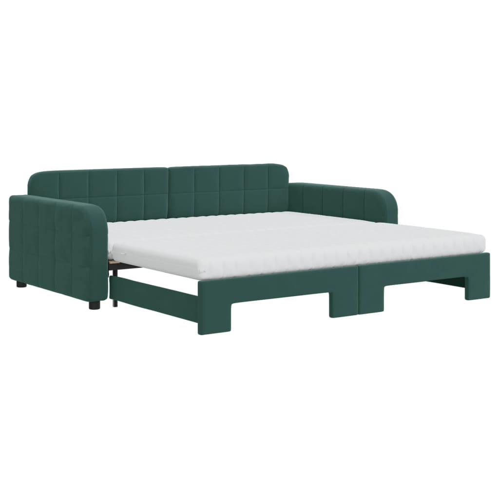 Divano Letto Estraibile Materassi Verde Scuro 100x200 Velluto - homemem39