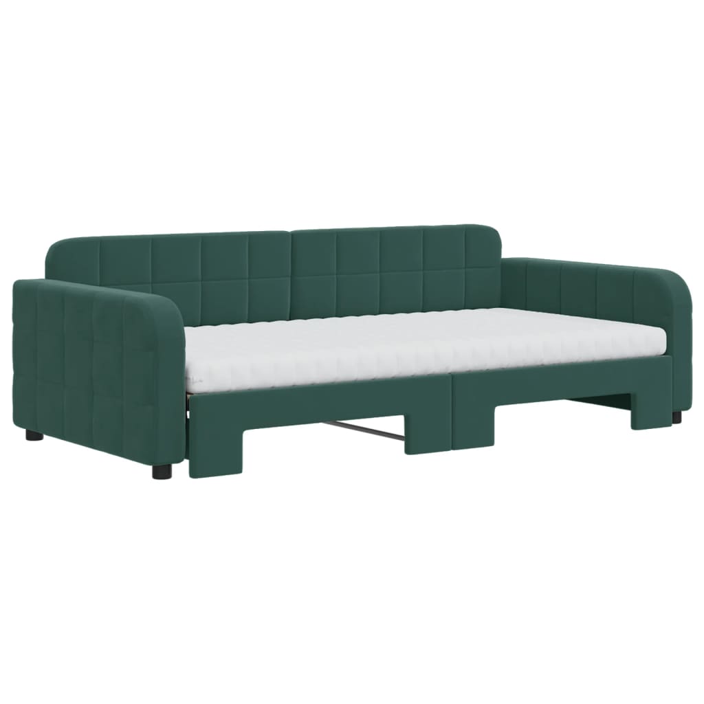 Divano Letto Estraibile Materassi Verde Scuro 100x200 Velluto - homemem39