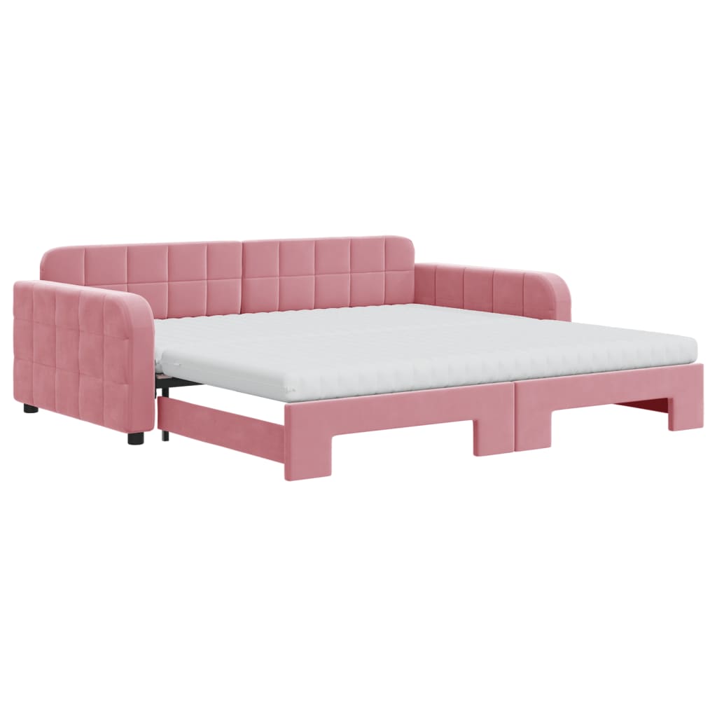 Divano Letto Estraibile con Materassi Rosa 100x200 cm Velluto - homemem39
