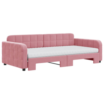 Divano Letto Estraibile con Materassi Rosa 100x200 cm Velluto - homemem39